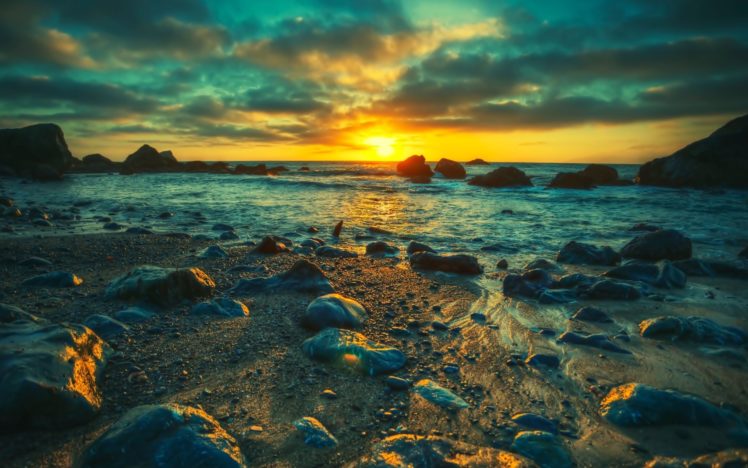 sunset, Landscapes, Nature, Sea, Shore HD Wallpaper Desktop Background