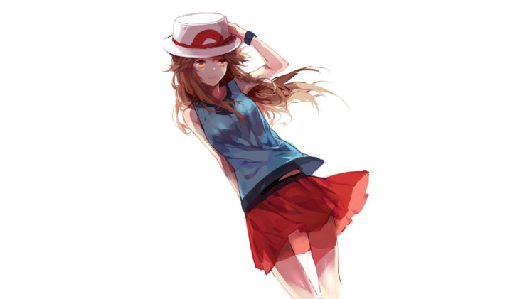 brown, Hair, Hat, Imifumei, Leaf,  pokemon , Orange, Eyes, Pokemon, Skirt, White HD Wallpaper Desktop Background