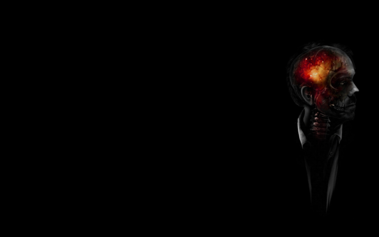 brain, Black, Skull, Skeleton, Skeletons, Skulls, Horror, Macabre HD Wallpaper Desktop Background