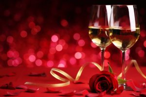 champagne, Glasse, Yellow, Ribbon, Red, Rose, Petals, Wine