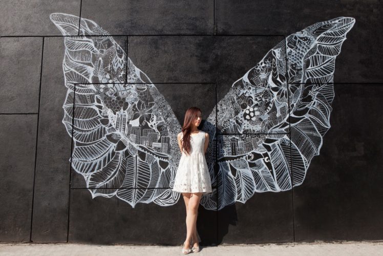 wings, Girl, Drawing, Wall, Artwork, Angel, Graffiti, Mood, Fantasy HD Wallpaper Desktop Background