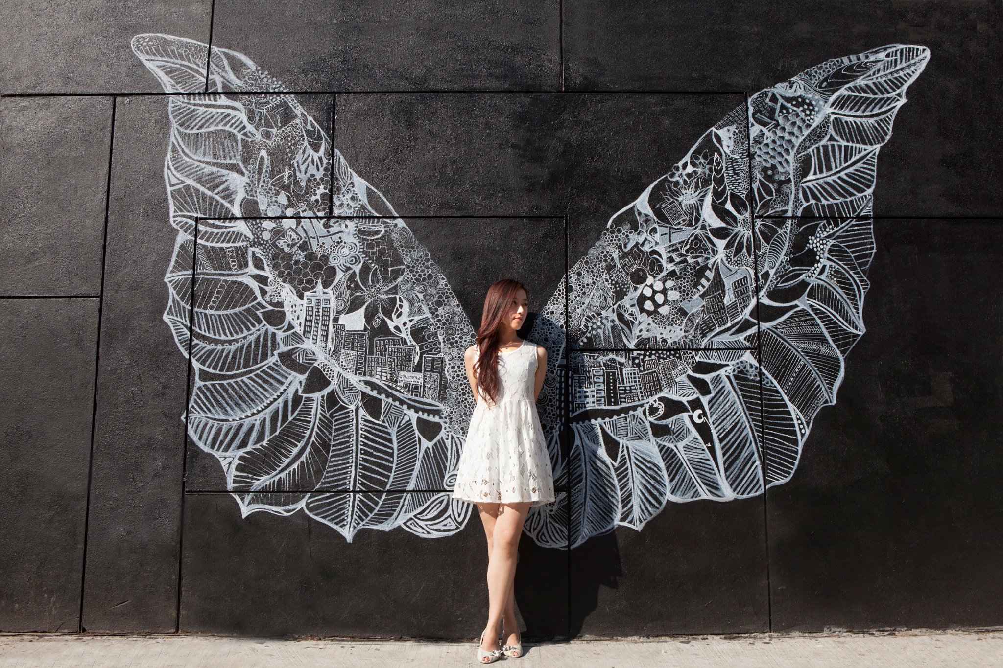 wings, Girl, Drawing, Wall, Artwork, Angel, Graffiti, Mood, Fantasy Wallpaper