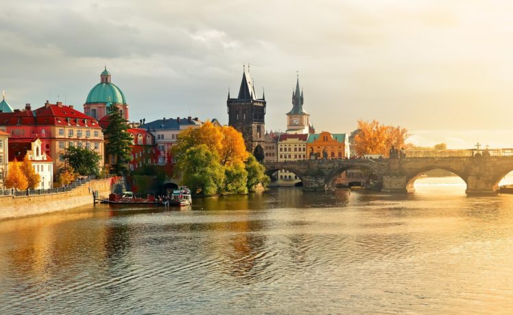 town, Charles, Bridge, In, Prague, Czech, Republic HD Wallpaper Desktop Background
