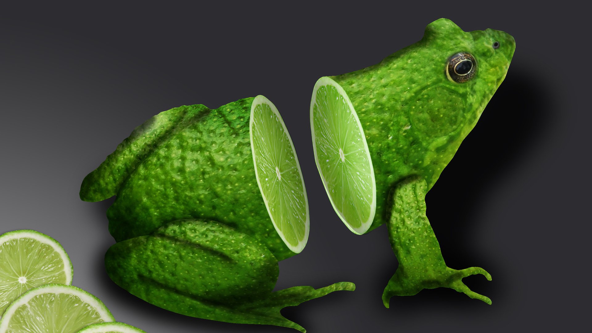 abstraction, Abstract, 3d, Graphics, Frog, Fruit, Lime Wallpaper