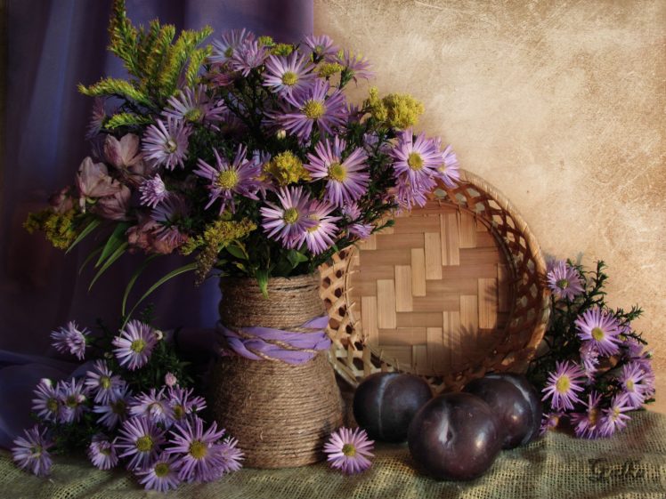 fruit, Basket, Flower, Nature, Beauty HD Wallpaper Desktop Background