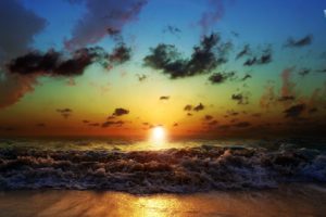 sunset, Beach, Skyscapes, Sea