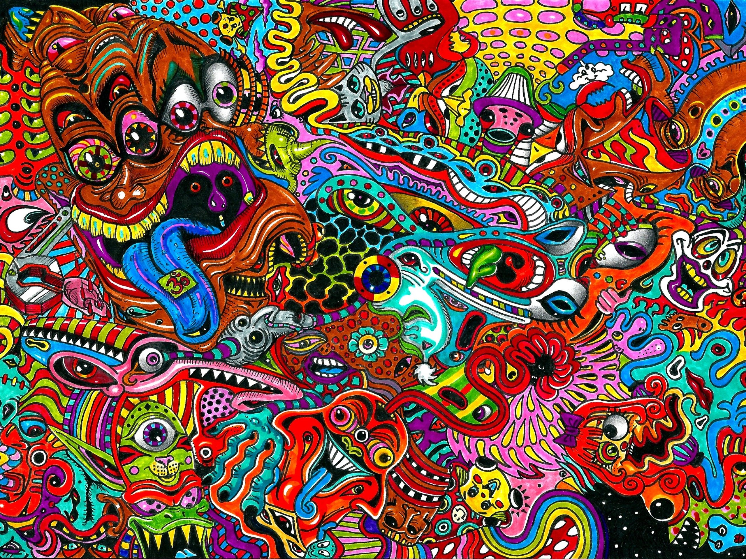 psychedelic, Art, Artwork, Fantasy, Dream, Color, Neon, Detail, Teaser Wallpaper