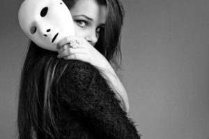 women, Models, Masks, Monochrome