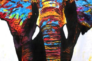 oil, Art, Animal, Elephant, Colors, Beauty