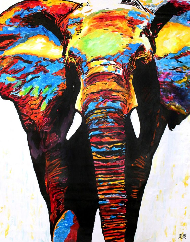 oil, Art, Animal, Elephant, Colors, Beauty HD Wallpaper Desktop Background