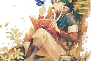 anime, Boy, Tree, Animal, Butterfly, Books, Flower