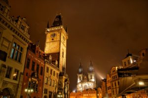 czech, Republic, Prague, Houses, Night, Cities