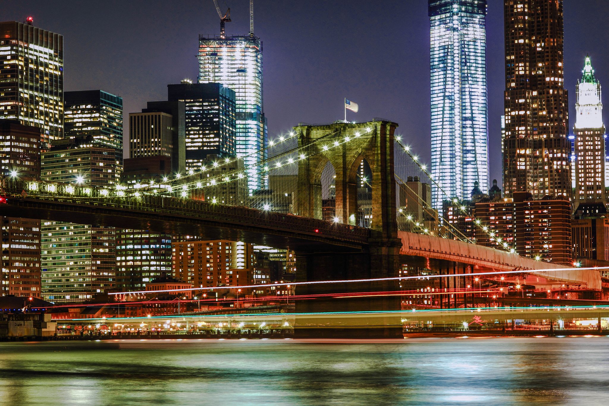 bridges, Houses, New, York, City, Night, Cities Wallpaper