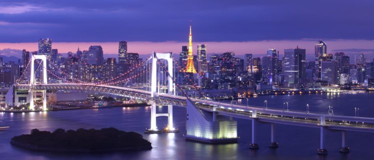 bridges, Japan, Tokyo, Tokyo, Bay, Rainbow, Bridge, Cities HD Wallpaper Desktop Background
