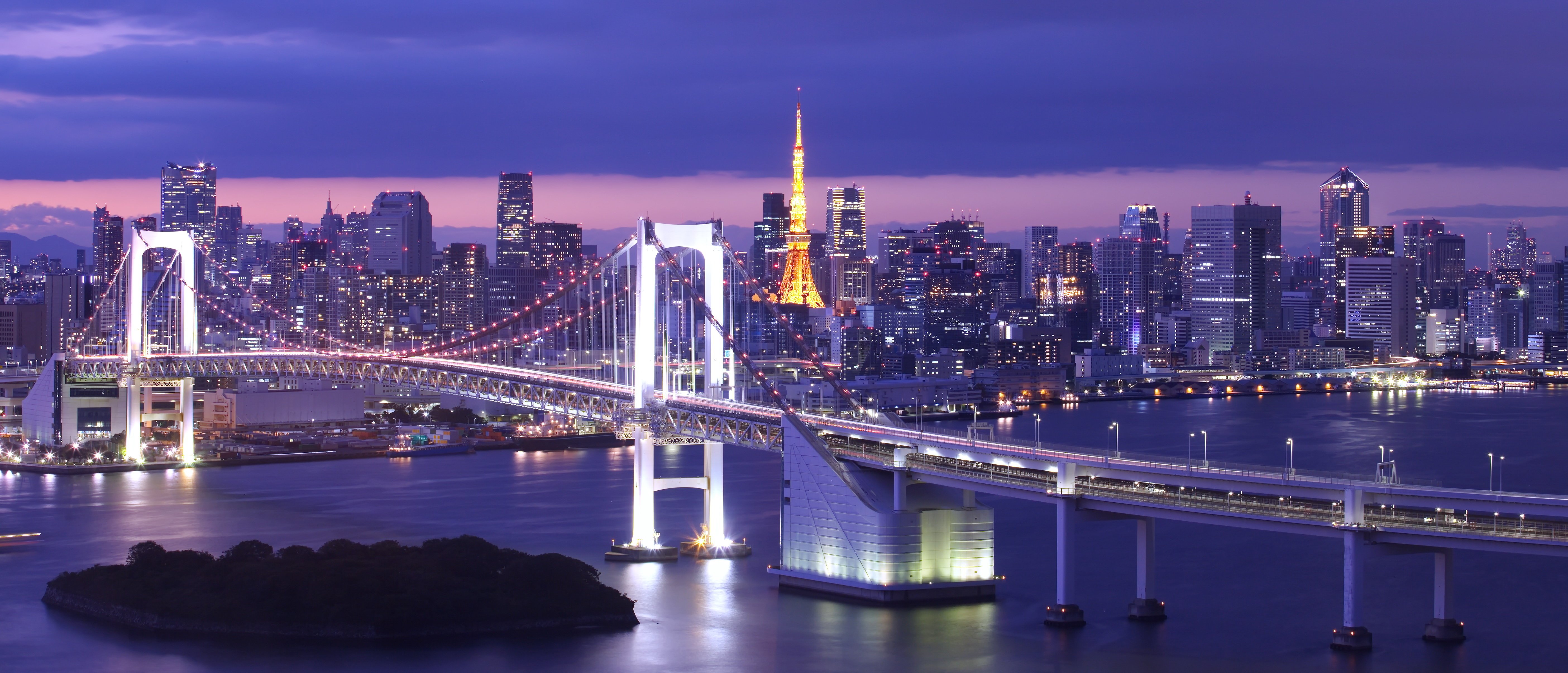 bridges, Japan, Tokyo, Tokyo, Bay, Rainbow, Bridge, Cities Wallpaper