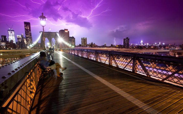 bridges, Usa, New, York, City, Lightning, Cities HD Wallpaper Desktop Background