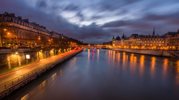 france, Rivers, Paris, Canal, Night, Cities HD Wallpaper Desktop Background