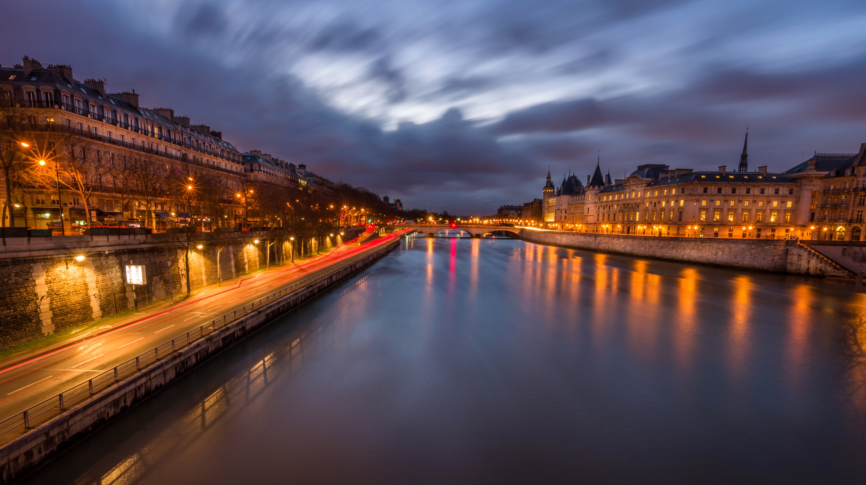 france, Rivers, Paris, Canal, Night, Cities Wallpaper
