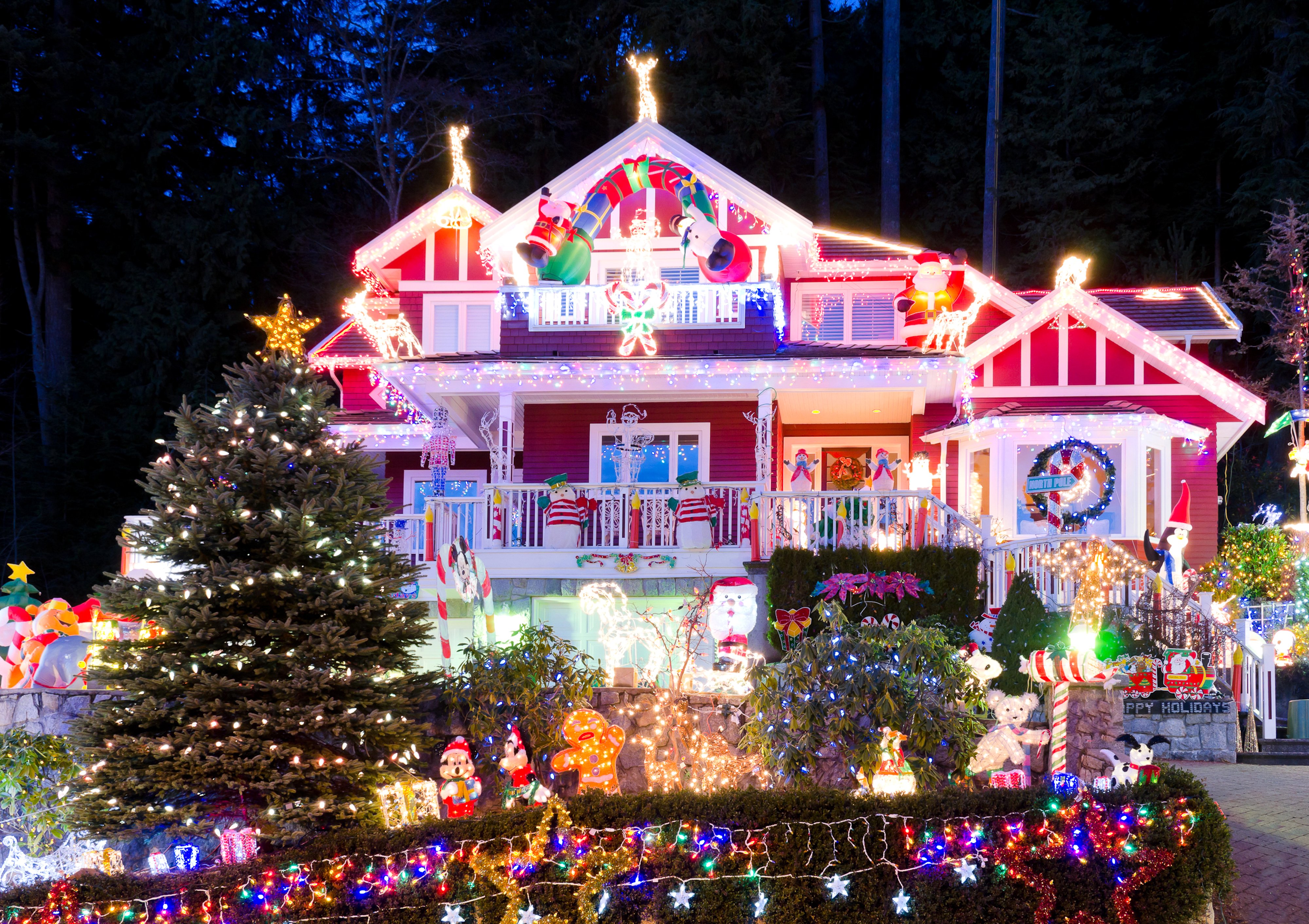houses, Holidays, Christmas, Design, Fairy, Lights, Christmas, Tree, Cities Wallpaper