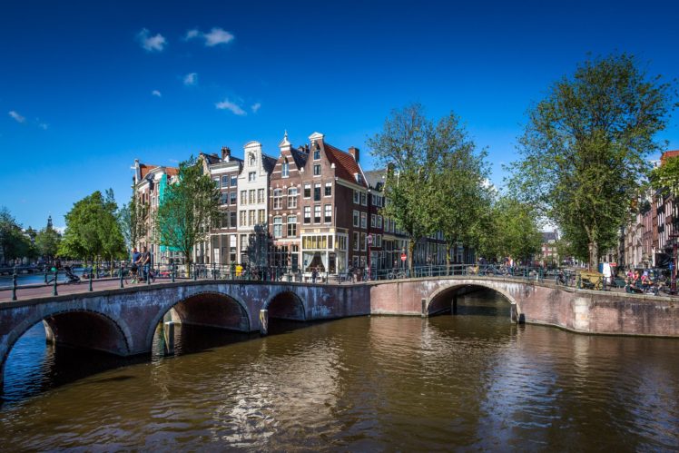 netherlands, Bridges, Summer, Sky, Canal, Amsterdam, Cities HD Wallpaper Desktop Background