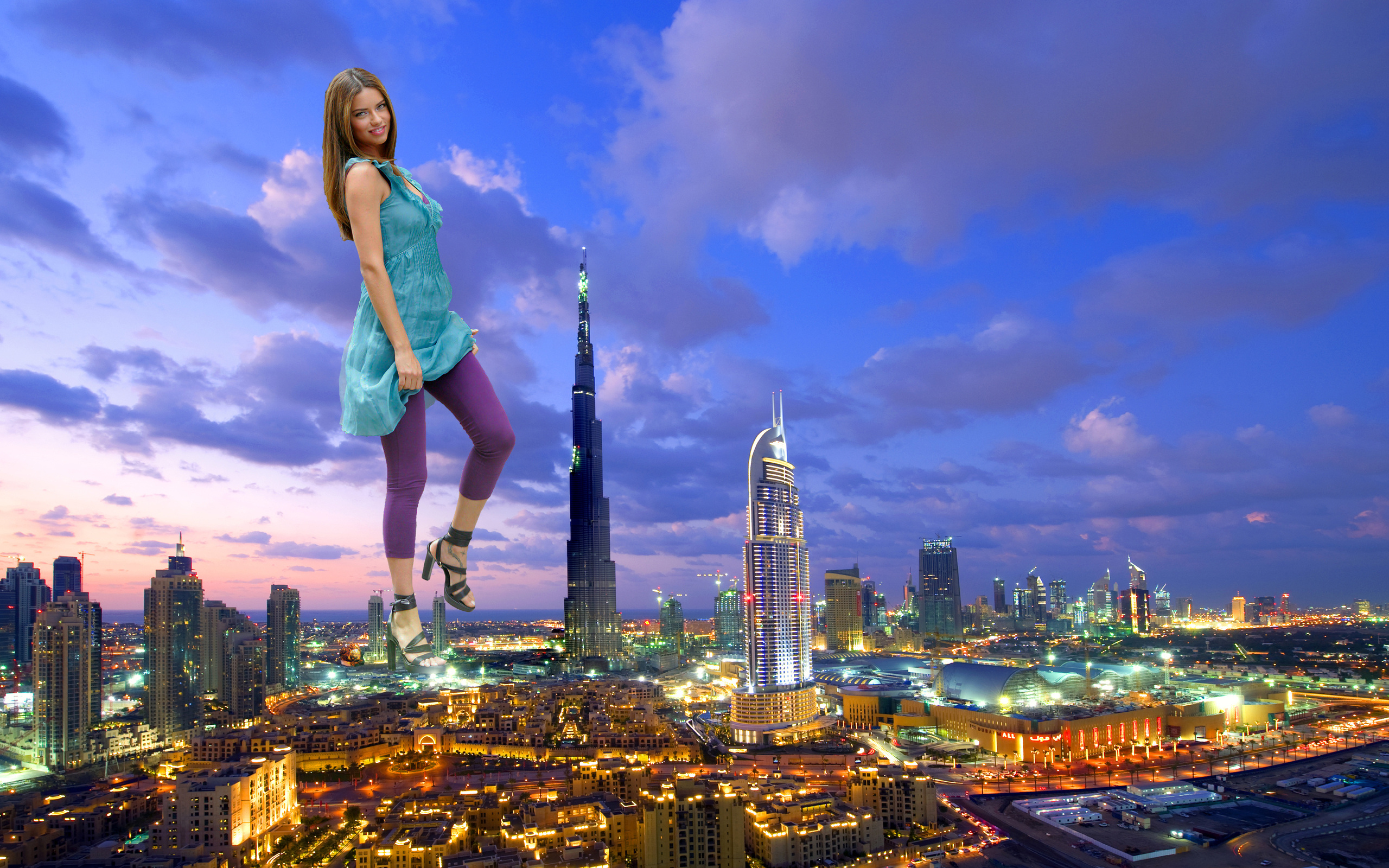 burj, Khalifa, City, Women, Model, Brunette, Brunettes, Girl, Girls Wallpaper