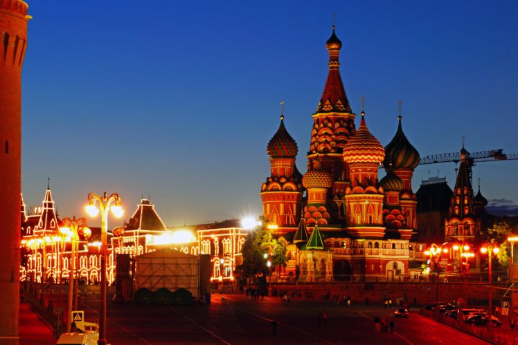 russia, Moscow, Temples, Night, Street, Lights, Cities HD Wallpaper Desktop Background