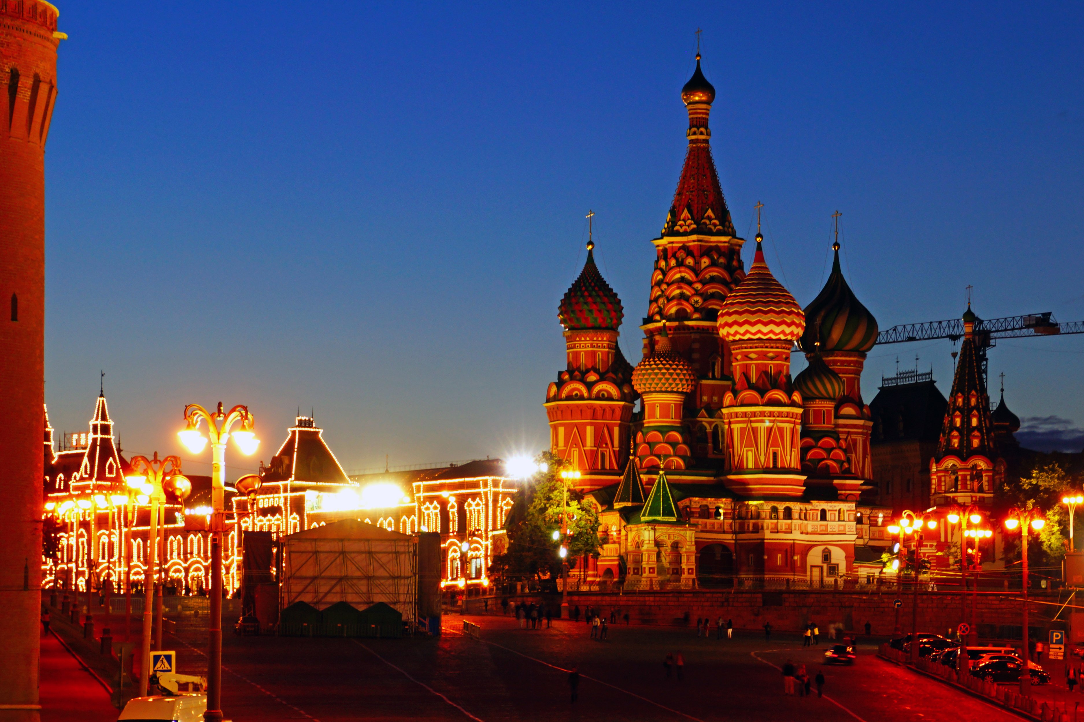 russia, Moscow, Temples, Night, Street, Lights, Cities Wallpaper