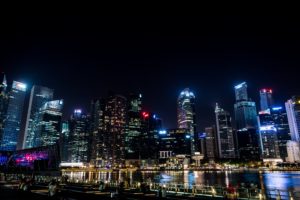 singapore, Skyscrapers, Rivers, Night, Cities