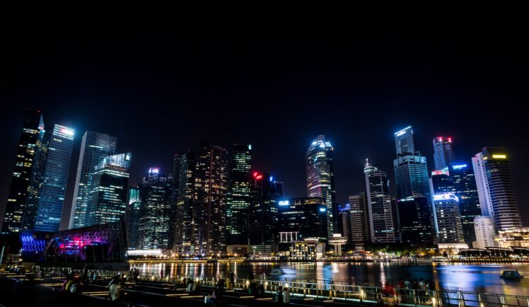 singapore, Skyscrapers, Rivers, Night, Cities HD Wallpaper Desktop Background