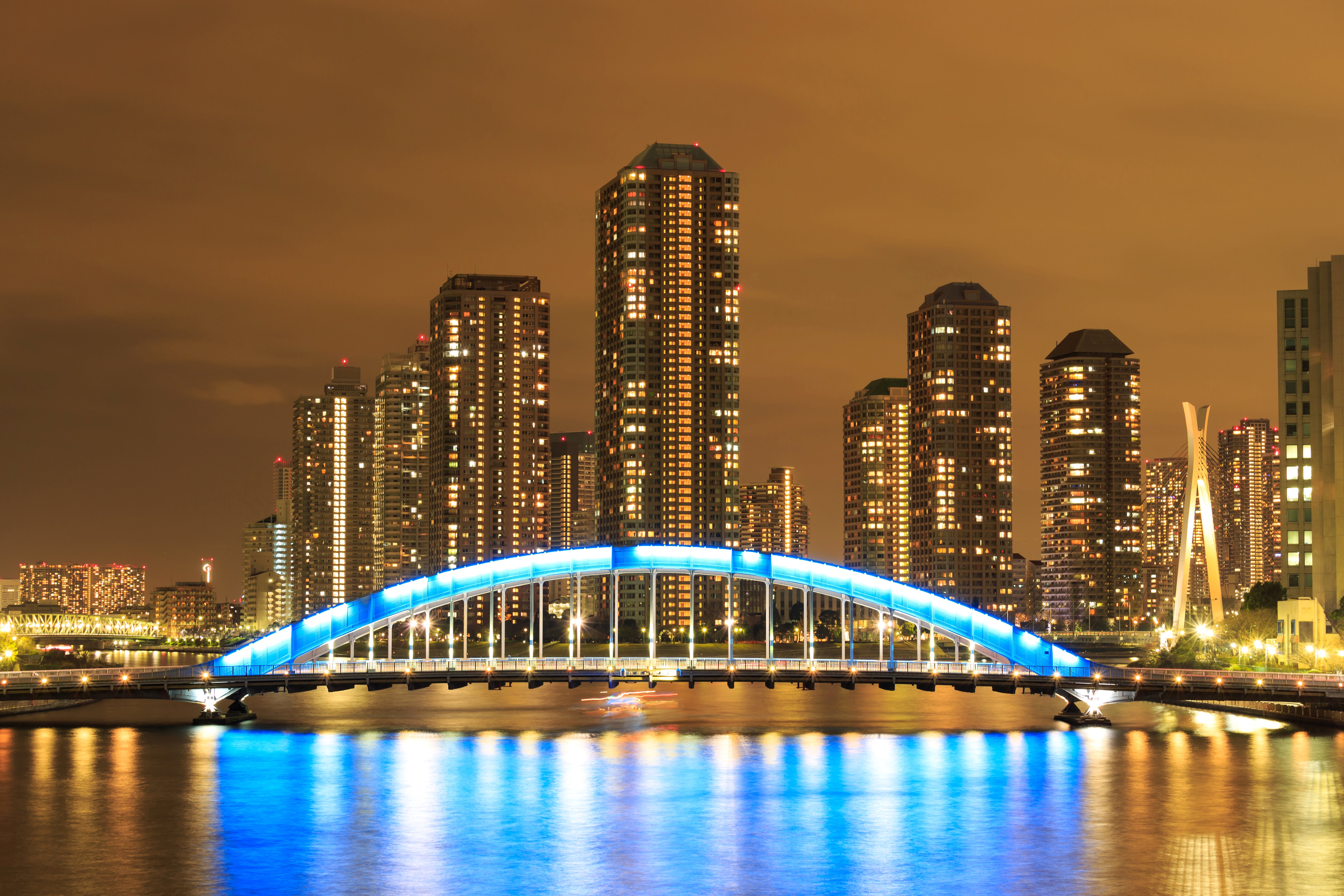 tokyo, Japan, Skyscrapers, Rivers, Bridges, Night, Street, Lights, Cities Wallpaper