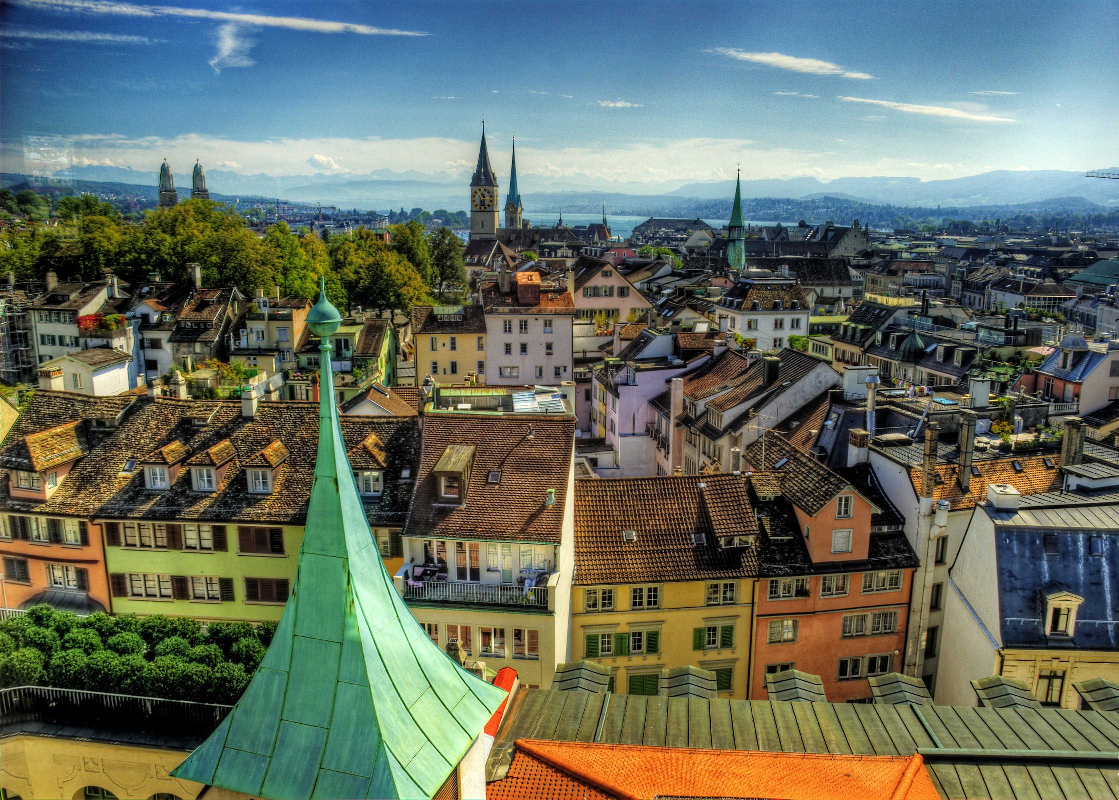 switzerland, Houses, Sky, Hdr, Zurich, Cities Wallpaper