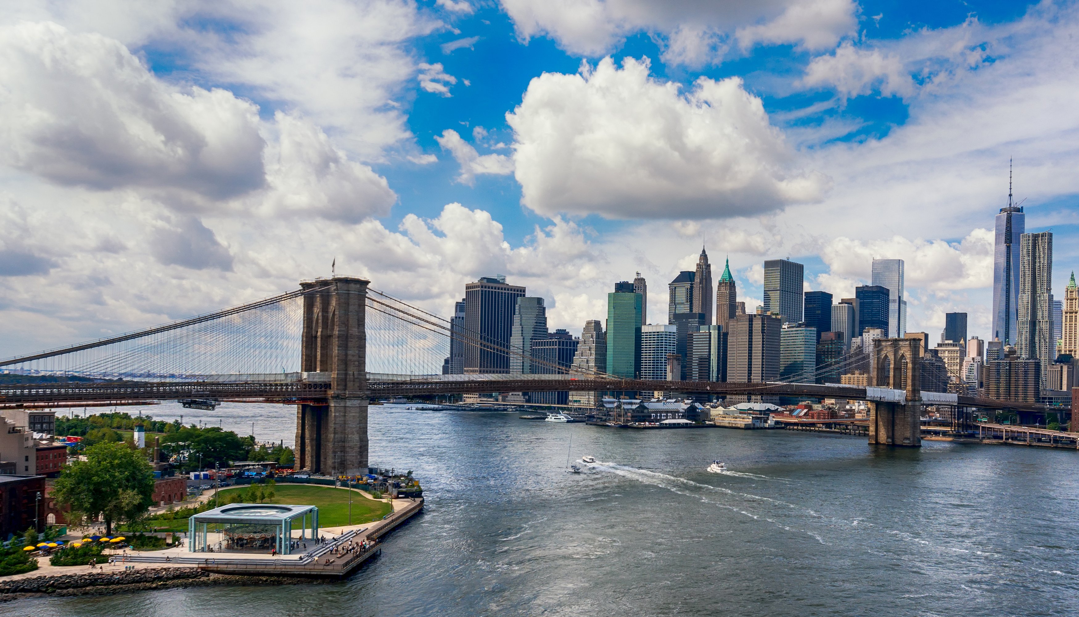 usa, Houses, Bridges, Sky, Manhattan, New, York, City, Clouds, Cities Wallpaper