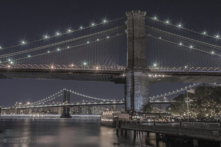 new, York, City, Night, Bridge, Towers HD Wallpaper Desktop Background