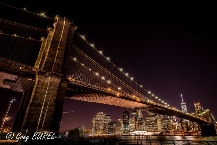 new, York, City, Night, Bridge, Towers HD Wallpaper Desktop Background