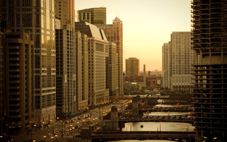 cityscapes, Chicago, Architecture, Bridges, Urban, Buildings, Cities HD Wallpaper Desktop Background