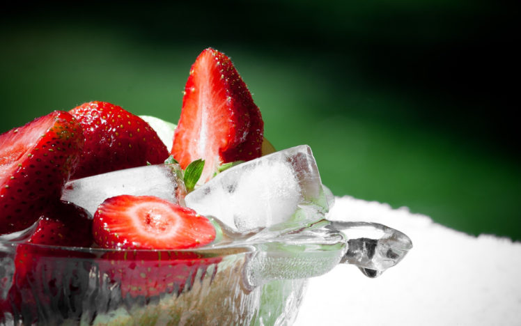 strawberries, And, Ice, Cubes HD Wallpaper Desktop Background