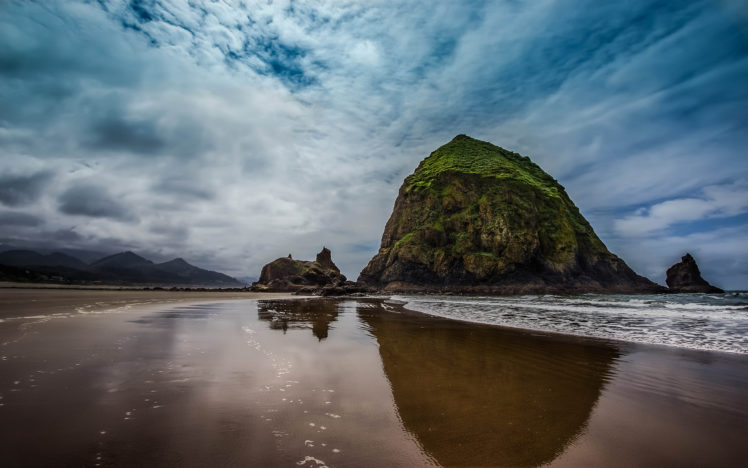 beach, Rock, Stone, Reflection, Waves, Wave HD Wallpaper Desktop Background