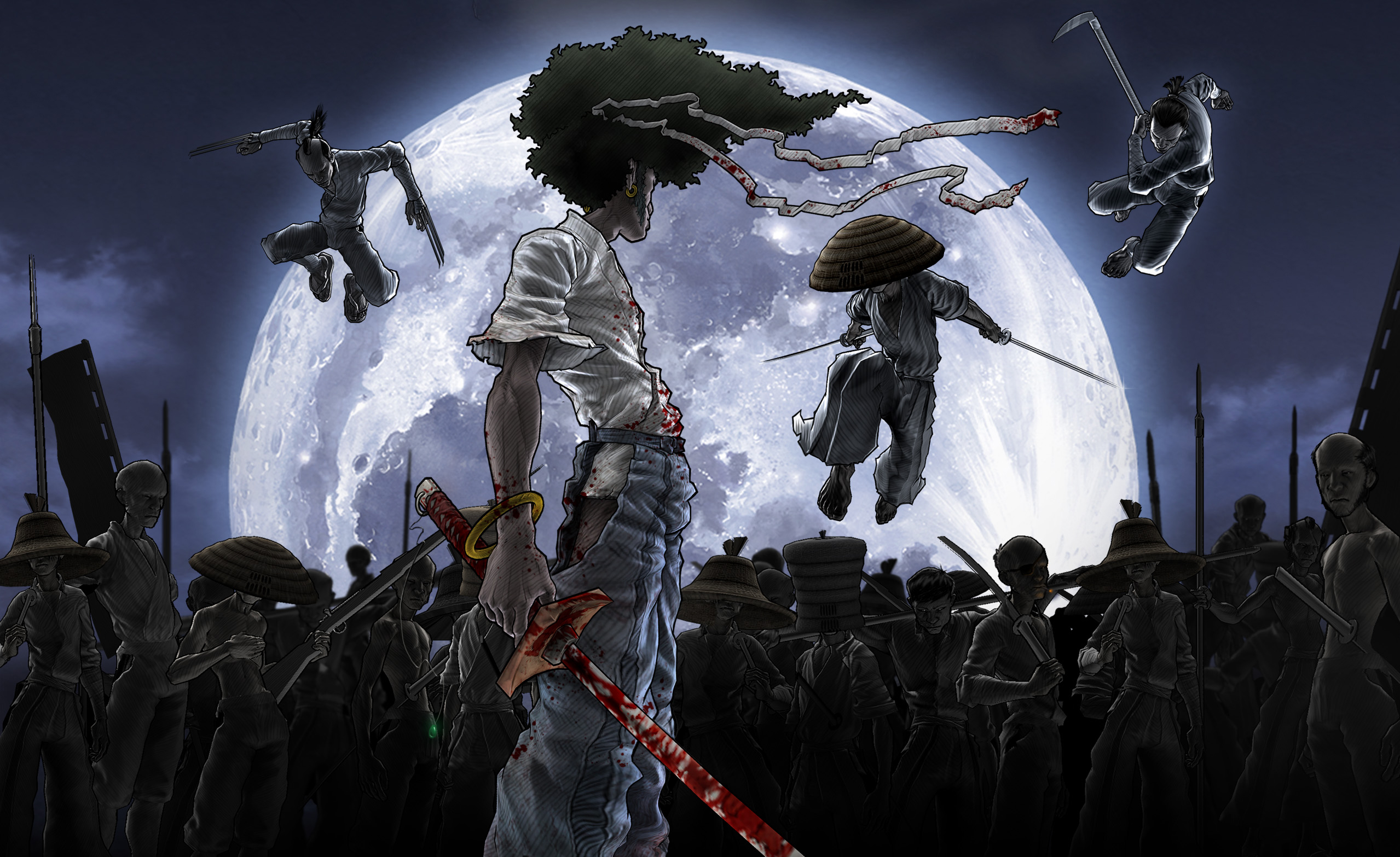afro, Samurai, Anime, Game Wallpaper