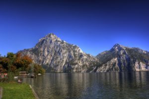 lake, Austria, Mountains, Landscape, Sky