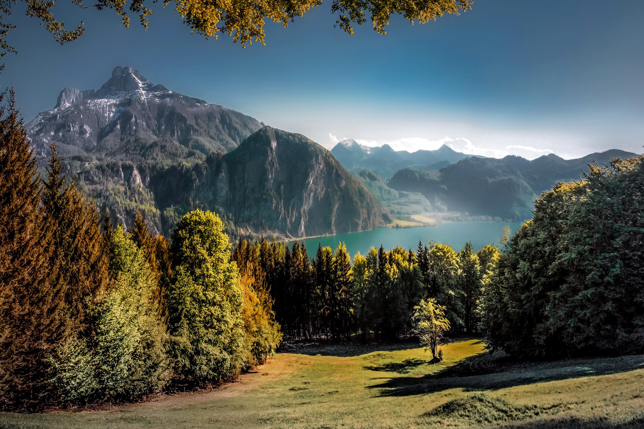 austria, Lake, Mountains, Trees, Autumn, Beauty Wallpaper
