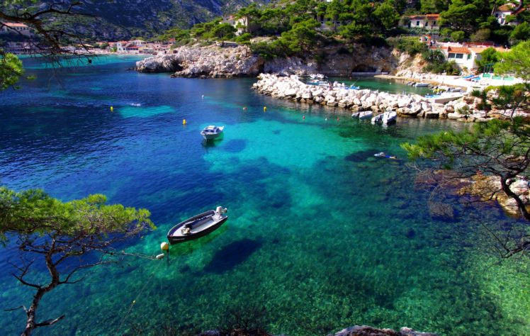 france, Marseille, You, Sea, Beach, Stones, Trees, Boats HD Wallpaper Desktop Background