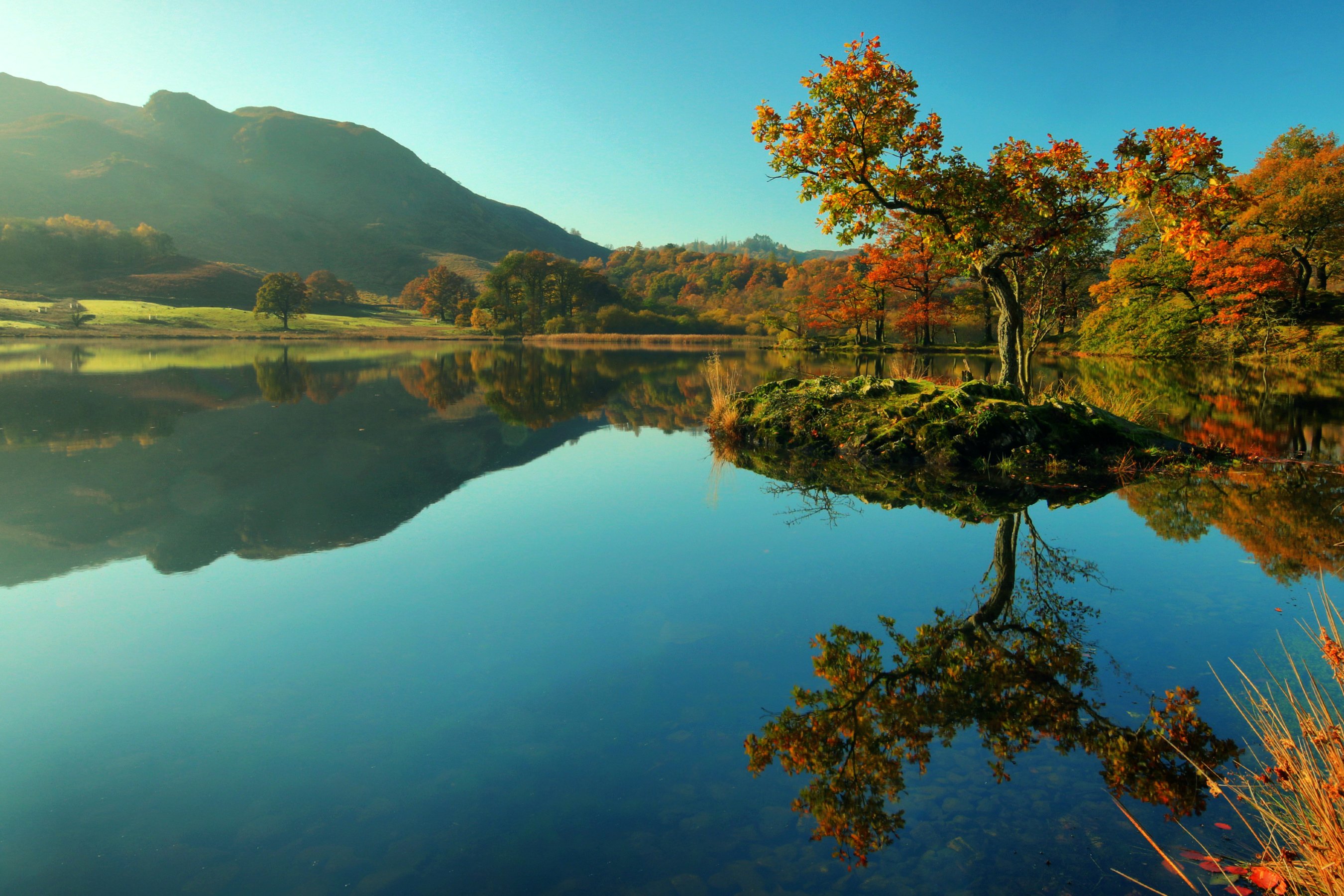 england, Mountains, Lake, Autumn, Trees, White, Moss, Nature Wallpaper
