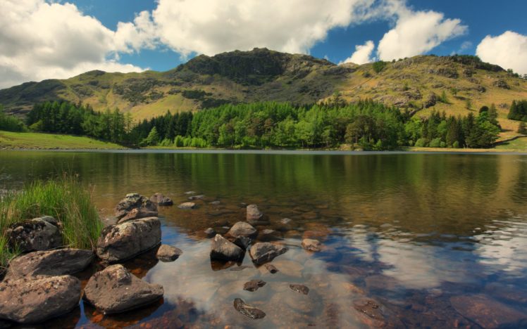 england, Scenery, Mountains, Lake, Stones, Millbeck, Nature HD Wallpaper Desktop Background