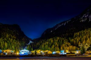 austria, Mountains, Forests, Houses, Night, Huben, Tyrol, Nature