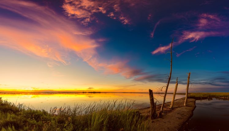 sunrises, And, Sunsets, Scenery, Lake, Sky, Nature HD Wallpaper Desktop Background