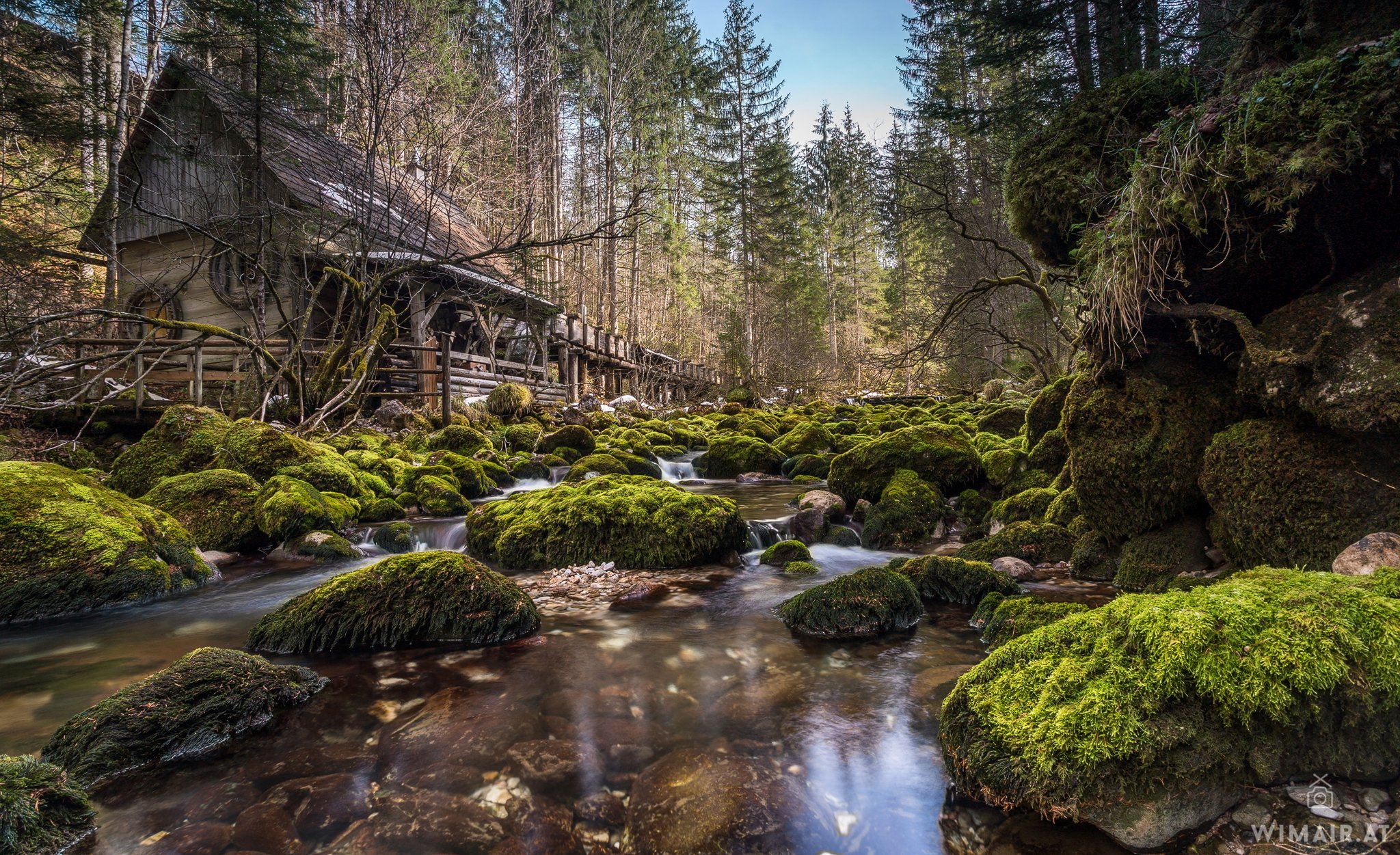austria, Forests, Houses, Stones, Moss, Stream, Nature Wallpaper
