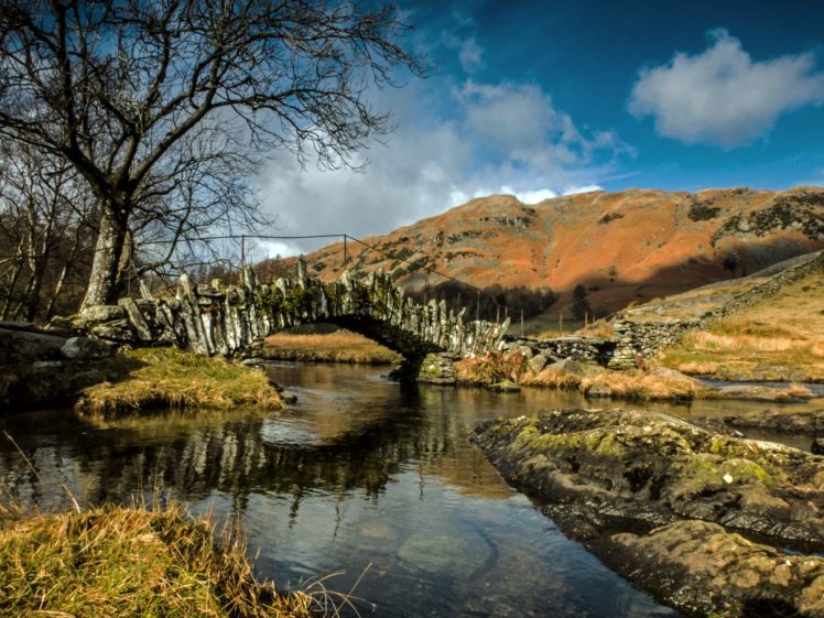 england, Rivers, Bridges, Trees, River, Brathay, Nature HD Wallpaper Desktop Background