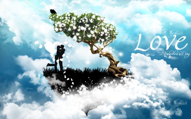 amor, Enamorados, Nubes, Arbol HD Wallpaper Desktop Background