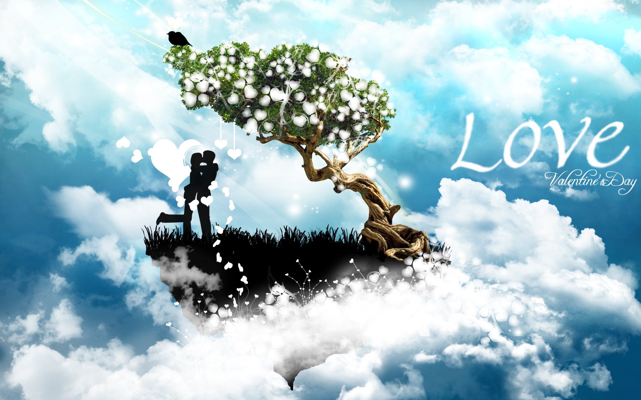 amor, Enamorados, Nubes, Arbol Wallpaper