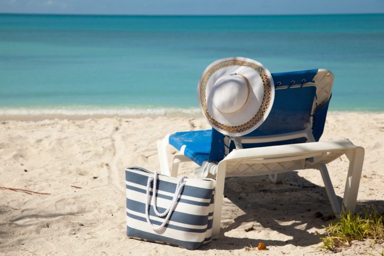 sea, Summer, Handbag, Hat, Sunlounger, Beach, Nature HD Wallpaper Desktop Background